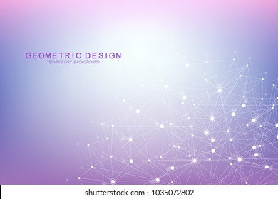 Abstract polygonal background with connected lines and dots. Minimalistic geometric pattern. Molecule structure and communication. Graphic plexus background. Science, medicine, technology concept
