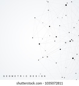 Abstract polygonal background with connected lines and dots. Minimalistic geometric pattern. Molecule structure and communication. Graphic plexus background. Science, medicine, technology concept