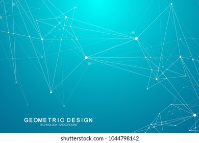 Abstract polygonal background with connected lines and dots. Minimalistic geometric pattern. Molecule structure and communication. Graphic plexus background. Science, medicine, technology concept