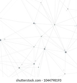 Abstract polygonal background with connected lines and dots. Minimalistic geometric pattern. Molecule structure and communication. Graphic plexus background. Science, medicine, technology concept