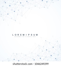 Abstract polygonal background with connected lines and dots. Minimalistic geometric pattern. Molecule structure and communication. Graphic plexus background. Science, medicine, technology concept