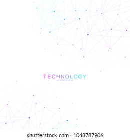 Abstract polygonal background with connected lines and dots. Minimalistic geometric pattern. Molecule structure and communication. Graphic plexus background. Science, medicine, technology concept
