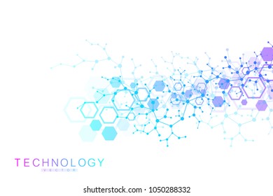 Abstract polygonal background with connected lines and dots. Minimalistic geometric pattern. Molecule structure and communication. Graphic plexus background. Science, medicine, technology concept