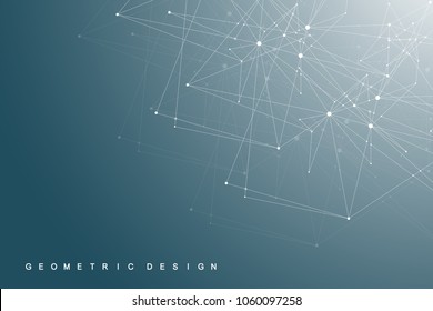 Abstract polygonal background with connected lines and dots. Minimalistic geometric pattern. Molecule structure and communication. Graphic plexus background. Science, medicine, technology concept