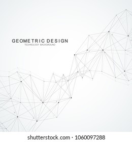 Abstract polygonal background with connected lines and dots. Minimalistic geometric pattern. Molecule structure and communication. Graphic plexus background. Science, medicine, technology concept