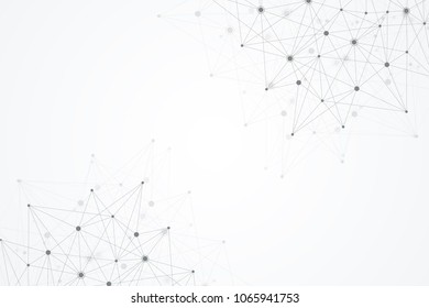Abstract polygonal background with connected lines and dots. Minimalistic geometric pattern. Molecule structure and communication. Graphic plexus background. Science, medicine, technology concept