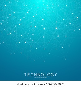 Abstract polygonal background with connected lines and dots. Plexus structure and communication background. Graphic plexus background. Science, medicine, technology concept