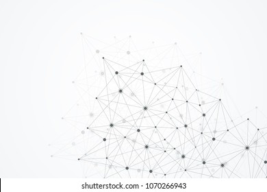 Abstract polygonal background with connected lines and dots. Plexus structure and communication background. Graphic plexus background. Science, medicine, technology concept