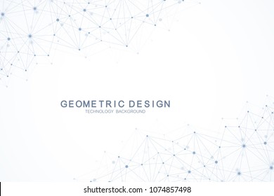 Abstract polygonal background with connected lines and dots. Minimalistic geometric pattern. Molecule structure and communication. Graphic plexus background. Science, medicine, technology concept