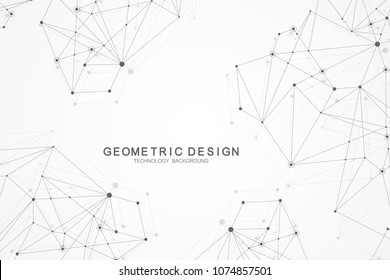 Abstract polygonal background with connected lines and dots. Minimalistic geometric pattern. Molecule structure and communication. Graphic plexus background. Science, medicine, technology concept