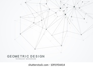 Abstract polygonal background with connected lines and dots. Minimalistic geometric pattern. Molecule structure and communication. Graphic plexus background. Science, medicine, technology concept