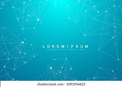 Abstract polygonal background with connected lines and dots. Minimalistic geometric pattern. Molecule structure and communication. Graphic plexus background. Science, medicine, technology concept