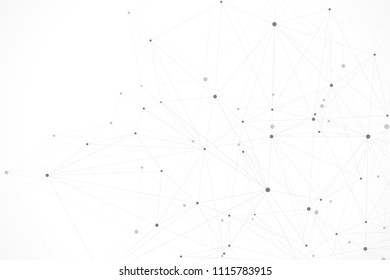 Abstract polygonal background with connected lines and dots. Minimalistic geometric pattern. Molecule structure and communication. Graphic plexus background. Science, medicine, technology concept