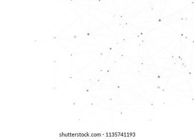 Abstract polygonal background with connected lines and dots. Minimalistic geometric pattern. Molecule structure and communication. Graphic plexus background. Science, medicine, technology concept