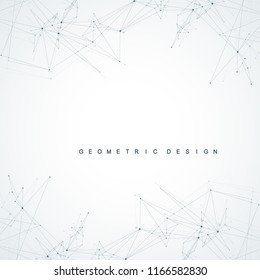 Abstract polygonal background with connected lines and dots. Minimalistic geometric pattern. Molecule structure and communication. Graphic plexus background. Science, medicine, technology concept.