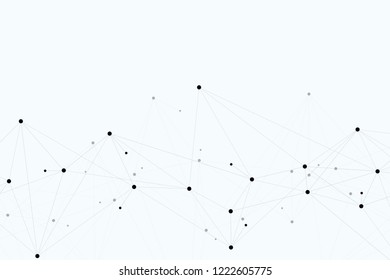 Abstract polygonal background with connected lines and dots. Minimalistic geometric pattern. Molecule structure and communication. Graphic plexus background. Science, medicine, technology concept.