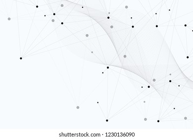 Abstract polygonal background with connected lines and dots. Minimalistic geometric pattern. Molecule structure and communication. Graphic plexus background. Science, medicine, technology concept.