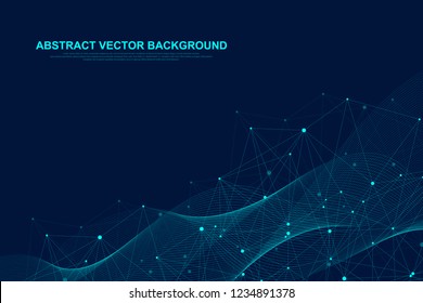 Abstract polygonal background with connected lines and dots. Minimalistic geometric pattern. Molecule structure and communication. Graphic plexus background. Science, medicine, technology concept.