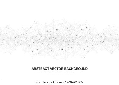 Abstract polygonal background with connected lines and dots. Minimal geometric pattern, molecular texture. Graphic plexus background. Science, medicine, technology concept. Vector illustration