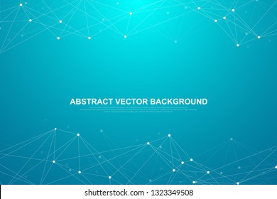 Abstract polygonal background with connected lines and dots. Minimalistic geometric pattern. Molecule structure and communication. Graphic plexus background. Science, medicine, technology concept