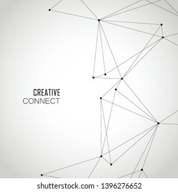 Abstract polygonal background with connected lines and dots. Minimal geometric pattern and molecular vector graphic.