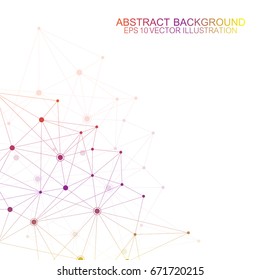 Abstract polygonal background with connected lines and dots. Minimalistic geometric pattern. Molecule structure and communication. Graphic plexus background. Science, medicine, technology concept