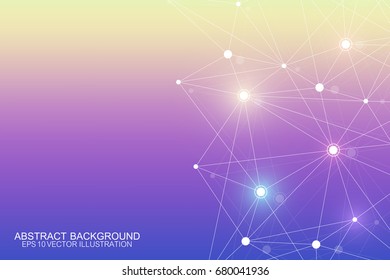 Abstract polygonal background with connected lines and dots. Minimalistic geometric pattern. Molecule structure and communication. Graphic plexus background. Science, medicine, technology concept