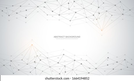 Abstract polygonal background with connecting dots and lines. Global network connection, digital technology and communication concept