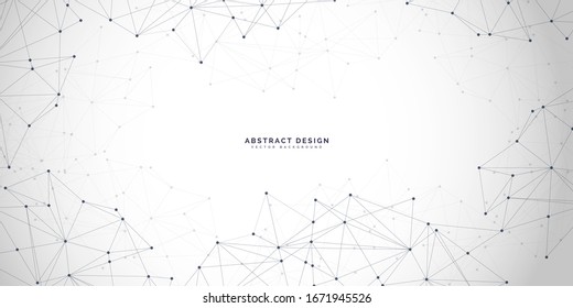 Abstract polygonal background with connecting dots and lines.Molecular structure with particles.  Vector technology background.Global network connection. 
