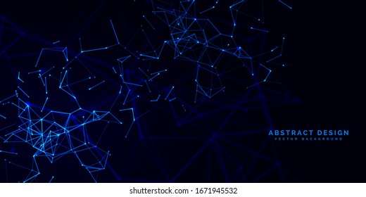 Abstract polygonal background with connecting dots and lines.Molecular structure with particles.  Vector technology background.Global network connection. 