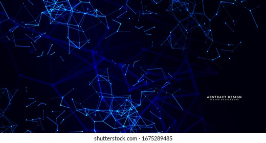 Abstract polygonal background with connecting dots and lines.Molecular structure with particles.  Vector technology background.Global network connection. 