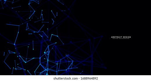 Abstract polygonal background with connecting dots and lines.Molecular structure with particles.  Vector technology background.Global network connection. 