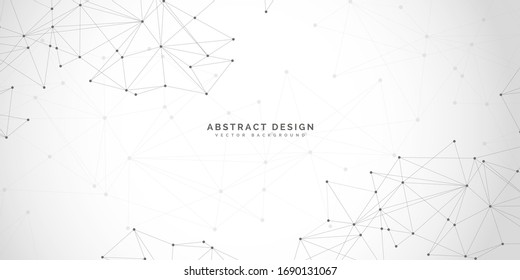 Abstract polygonal background with connecting dots and lines.Molecular structure with particles.  Vector technology background.Global network connection. 