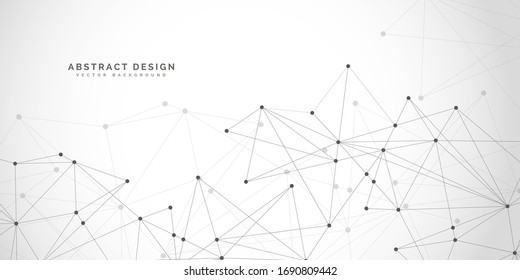 Abstract polygonal background with connecting dots and lines.Molecular structure with particles.  Vector technology background.Global network connection. 