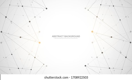 Fondo polígonal abstracto con puntos y líneas de conexión. Conexión de red global, tecnología digital y concepto de comunicación