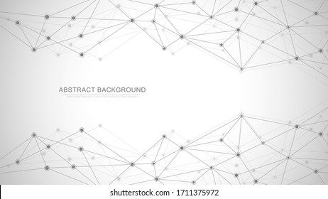 Abstract polygonal background with connecting dots and lines. Global network connection, digital technology and communication concept