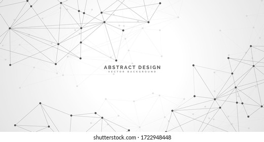 Abstract polygonal background with connecting dots and lines.Molecular structure with particles.  Vector technology background.Global network connection.
