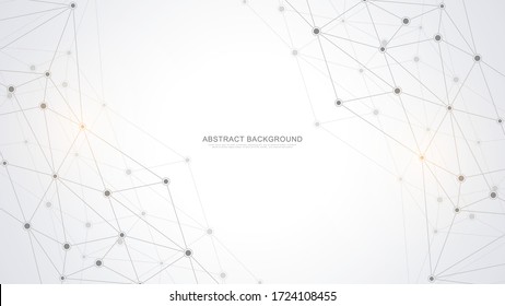 Abstrakter polygonaler Hintergrund mit Verbindungspunkten und Linien. Globale Netzwerkverbindung, digitale Technologie und Kommunikationskonzept