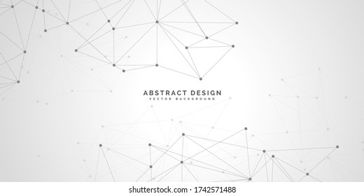 Abstract polygonal background with connecting dots and lines.Molecular structure with particles.  Vector technology background.Global network connection. 