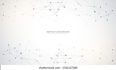 Abstract polygonal background with connecting dots and lines. Global network connection, digital technology and communication concept