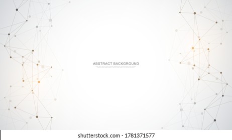 Abstract polygonal background with connecting dots and lines. Global network connection, digital technology and communication concept