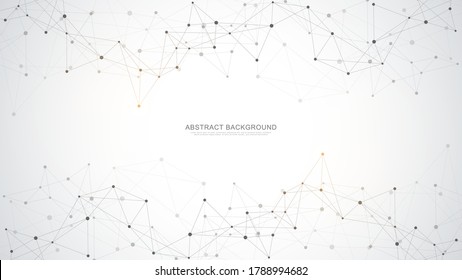 Abstract polygonal background with connecting dots and lines. Global network connection, digital technology and communication concept