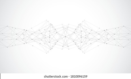 Abstract polygonal background with connecting dots and lines. Global network connection, digital technology and communication concept