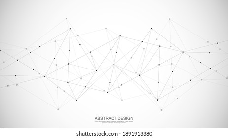 Abstract polygonal background with connecting dots and lines. Global network connection, digital technology and communication concept