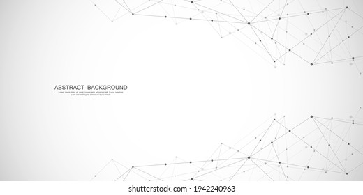 Abstract polygonal background with connecting dots and lines. Global network connection, digital technology and communication concept