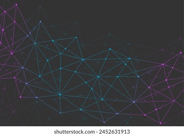 Abstrakter polygonaler Hintergrund und Verbindungspunkte und -linien. Modernes Technikkonzept. Polygonstruktur, Technologie Grafikdesign