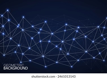 Abstrakter polygonaler Hintergrund und Verbindungspunkte und -linien. Modernes Technikkonzept. Polygonstruktur, Technologie Grafikdesign