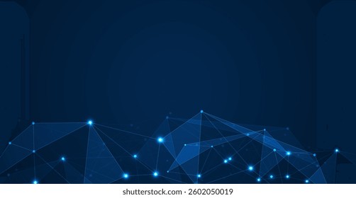 Abstract polygonal background and connecting dots and lines