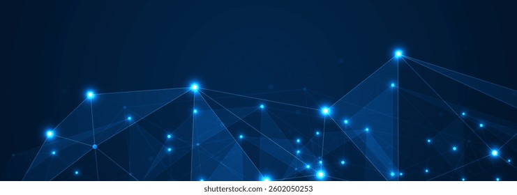 Abstract polygonal background and connecting dots and lines
