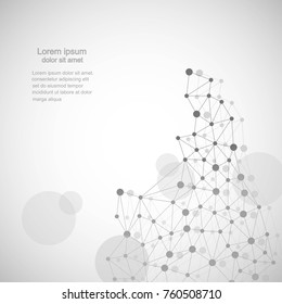 Abstract polygonal background with connecting dots and lines. Connection science background. Vector illustration.